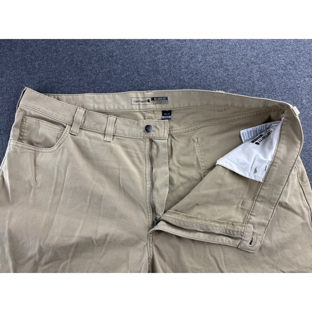 Carhartt Rugged Flex Relaxed Fit Canvas Work Pants Men's Size 44x31 Tan 5-Pocket - Picture 13 of 16